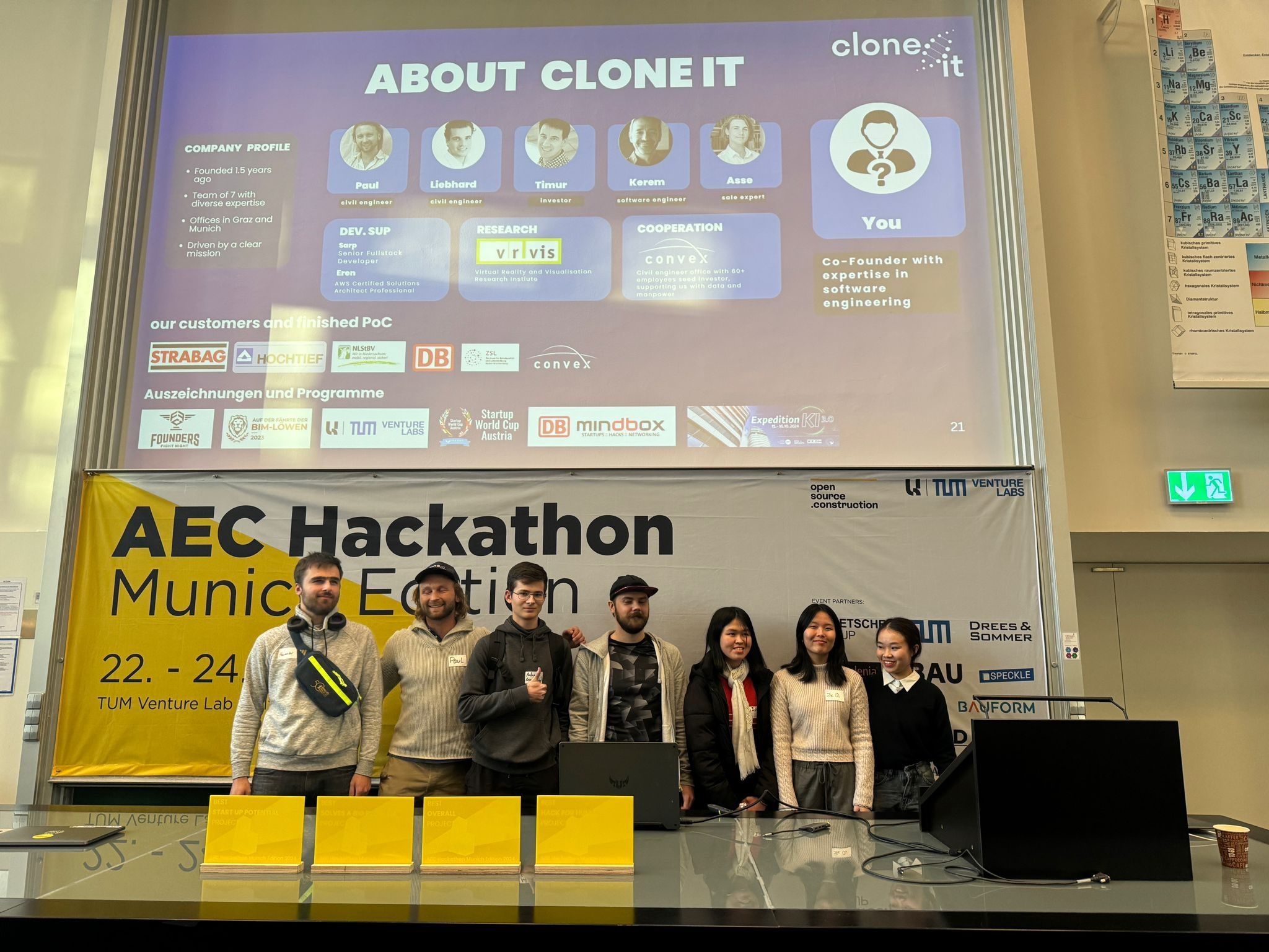 clone:it presenting at AEC Hackathon Munich