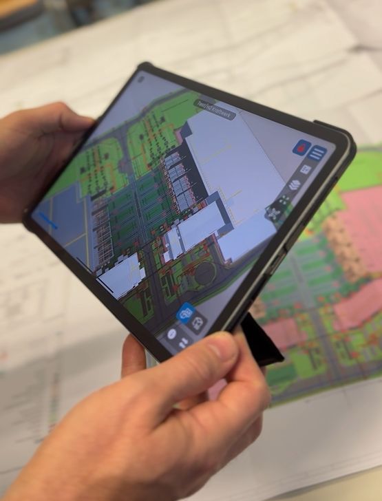 Students engaging with AR and BIM technology